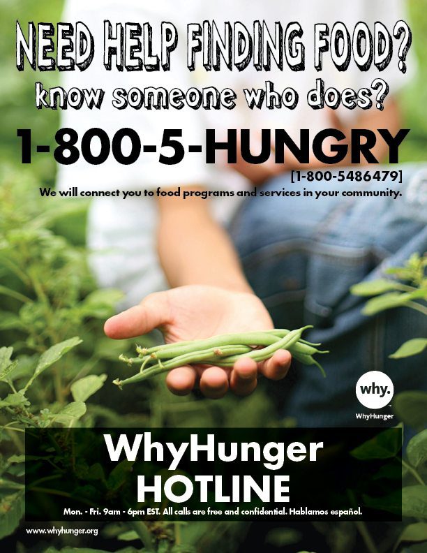 are you hungry find food here WhyHunger Hotline