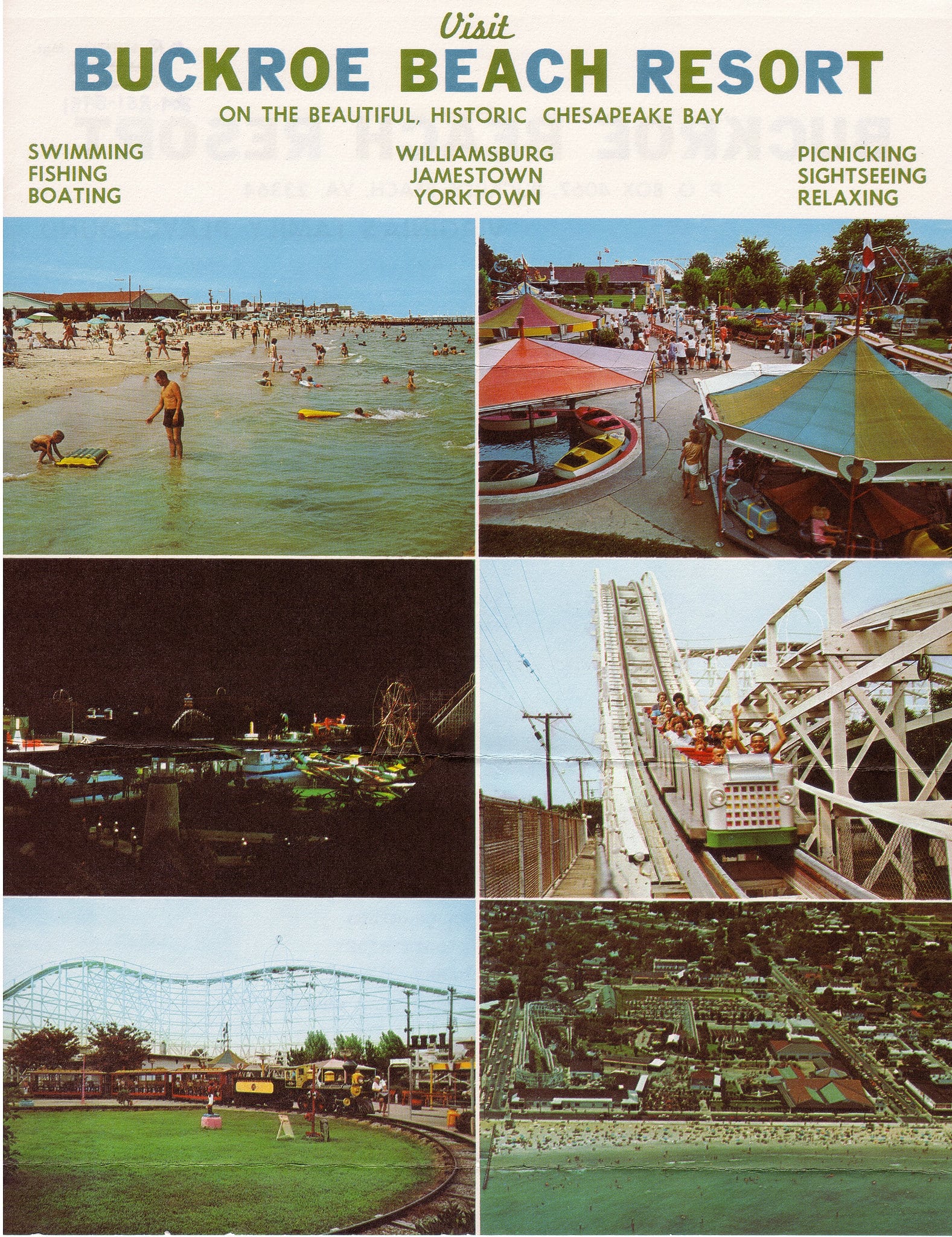 1970s flyer of Buckroe Beach Virginia including the amusement park
