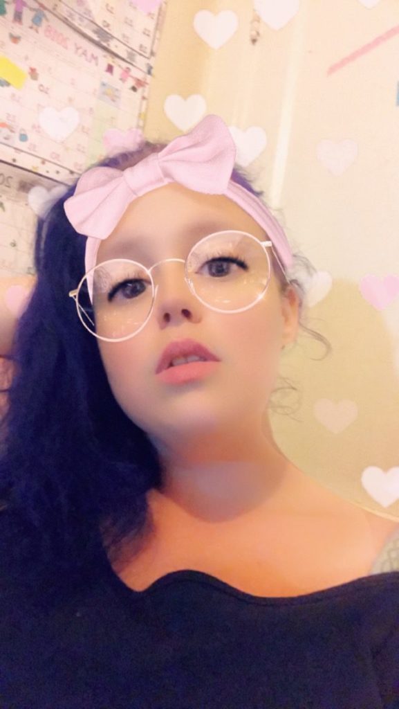 Beth Dortch in a snapchat filter