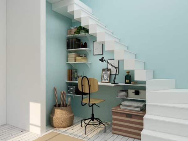 home office under stairs