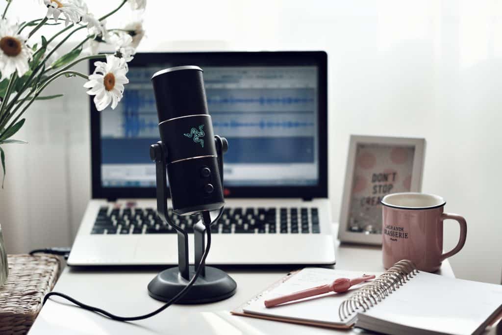 partner with eclectic evelyn podcast set up