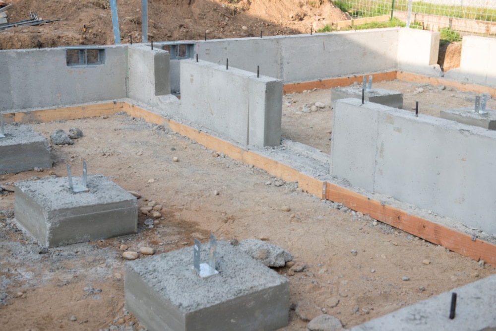 strong foundation of a home made with concrete and cinder block
