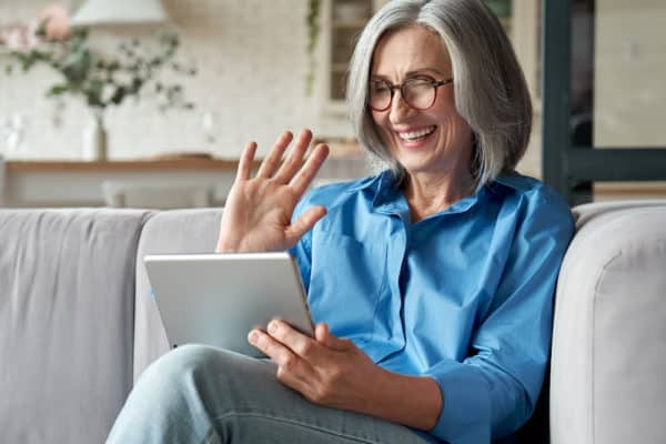 woman over fifty on a video call