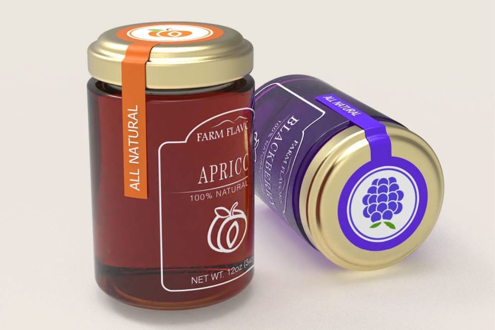 jelly jars with tamper-proof sticker labels and product labels for a small business