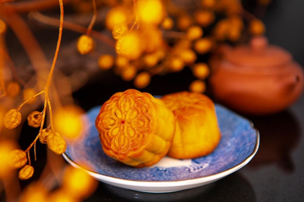 mooncakes on a plate for Chinese Autumn Equinox festival