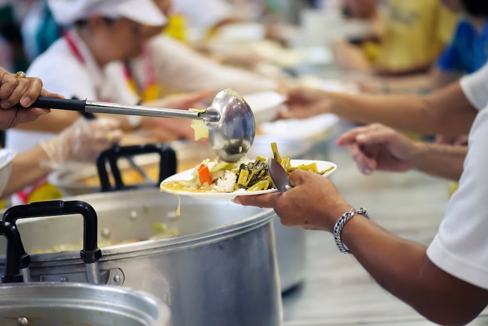 serving food to people