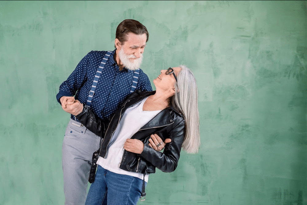 generation x couple dancing