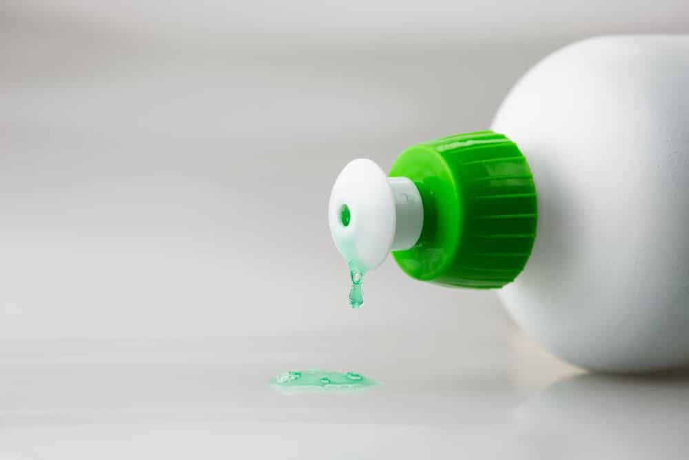 dish liquid dripping onto the counter